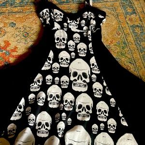 Skull cotton dress adjustable straps size S never worn